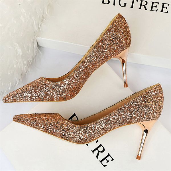 

2021 женский 9,5 см высокий, сексуальный блеск шарпинов насосы леди stiletto свадьба красный серебристый размер 97hf, Black