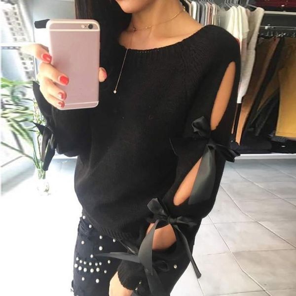 

новый осенний лук выпадает стильный женский зимний с длинным рукавом свитер дамы теплый свитер джемпер пуловер топы трикотаж горячий sqcxrh, White;black