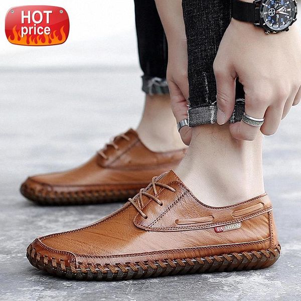 

men casual shoes genuine leather men's shoes spring casual waterproof work outdoor rubber lace-up oxford chaussure #xy8x