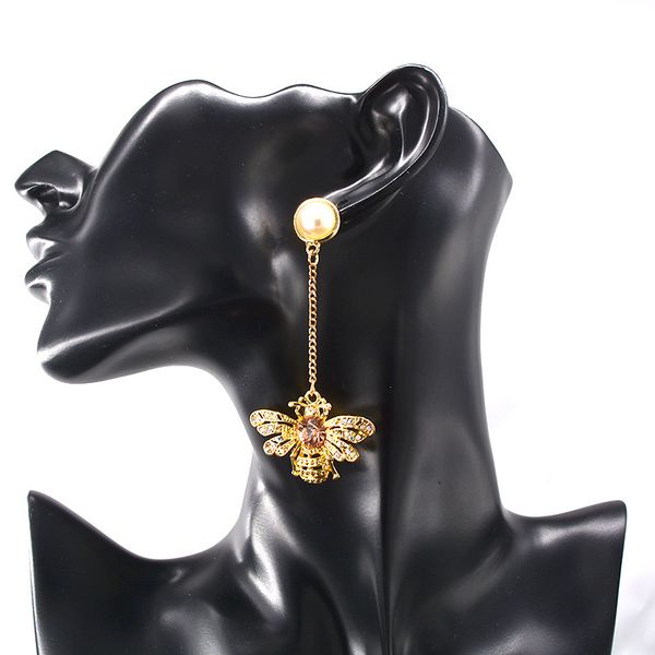 

wholesale retails fashion stud earrings women cute bee dangel tassel pendant gold bee earring charm party jewelry gifts for, Golden;silver