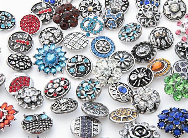 

button jewelry 18mm metal rhinestone buttons fit snap bracelet bangles necklaces wholesale