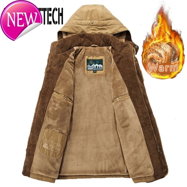 

winter jacket men military coat men fashion casual slim thick warm mens coats parkas with hooded long overcoats male clothes, Black