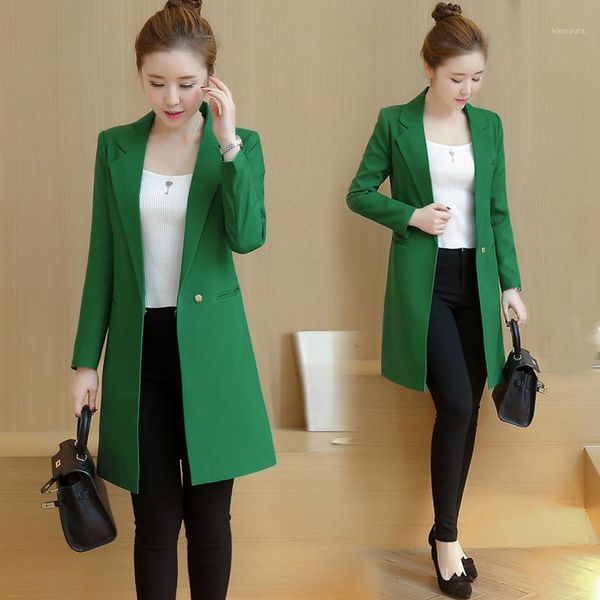 

blazer feminino suit female long section spring new slim shirt temperament commuter office ladies casual jacket suit1, White;black