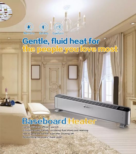 

2500w baseboard super quiet heat smart space heater for bathroom l livng room app control remoteheater cooler warm cold electric fan