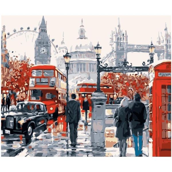 

paintings painting by numbers diy drop 50x65 60x75cm london street pedestrian landscape canvas wedding decoration art picture gift