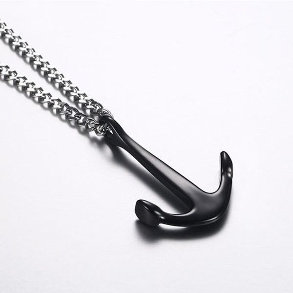 

anchor pendants men necklaces wholesale stainless steel necklace chain hip hop statement on the neck gold male accessories, Silver
