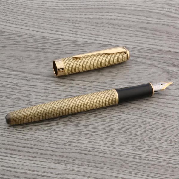 

75 golden lattice fountain pen classic metal stationery office school supplies writing gift1