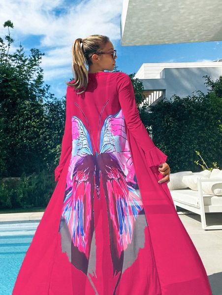 

butterfly print kimono k6gm#, White;black