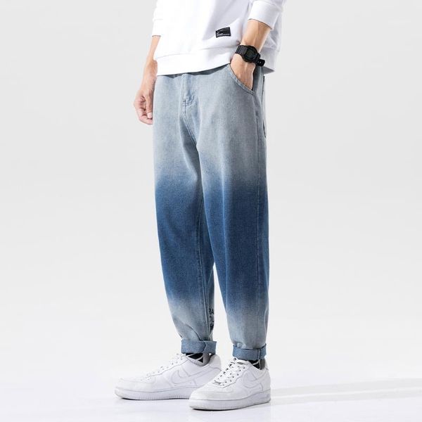 

autumn jeans han edition tide male thin straight loose money boy joker pants men's leisure trousers1, Blue