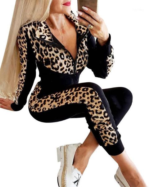 

women's tracksuits 2021 leopard patchwork two pieces set women's sports suit long sleeve sweatshirt and sweatpants casual tracksui, Gray