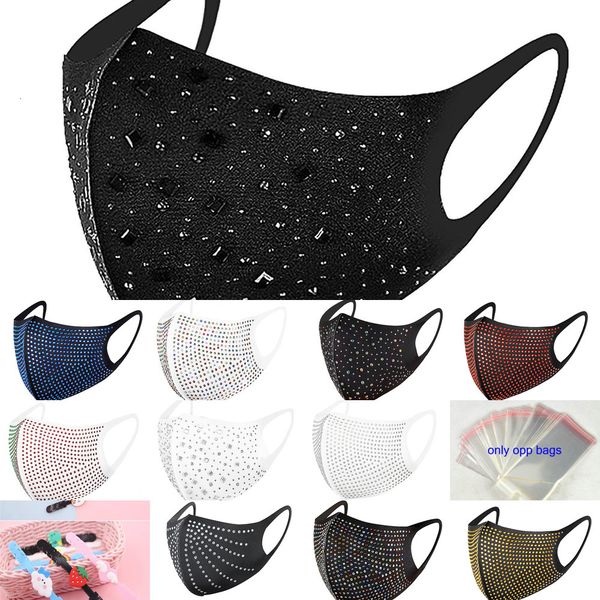 

bling rhinestone reusable face headband bandana mouth mask mondkapjes wasbaar mascarillas mascherine mondmaskers b oin8h, Black