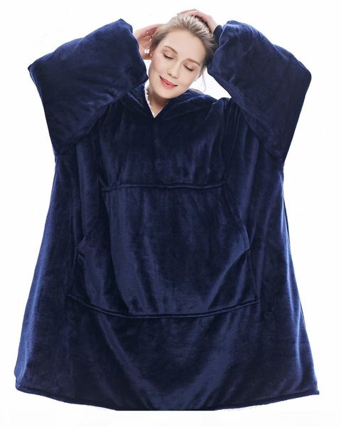 

winter christmas blanket sweatshirts oversized hoodies giant for women hoody plaid with sleeve sudadera mujer moletom feminino cj191205, Black