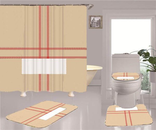 

cool print shower curtains sets high-grade four-piece must set bathroom anti-peeping non-slip deodorant bath toilet mats