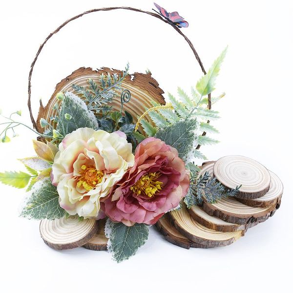 

6 15cm thick 1 pack natural pine round unfinished wood slices circles with tree bark log discs diy crafts wedding party painting jllcem