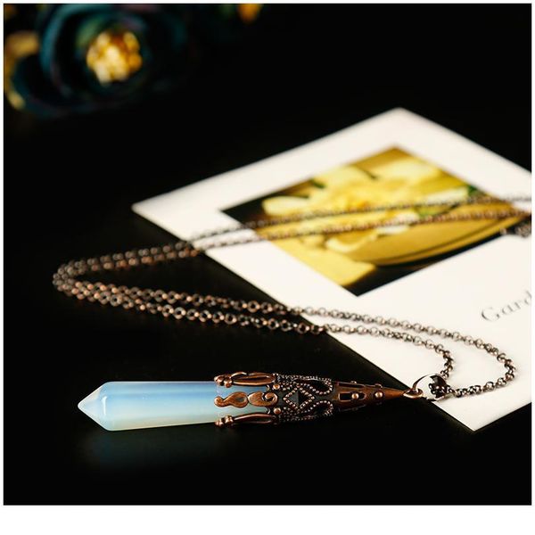 

1pc stylish natural stone pendant jewelry necklace mineral healing crystals rose quartz meditation holiday party qylzga, Black