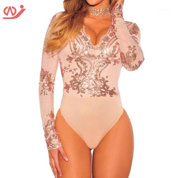 

women v neck sequin bodysuit long sleeve rompers shorts1, Black;white