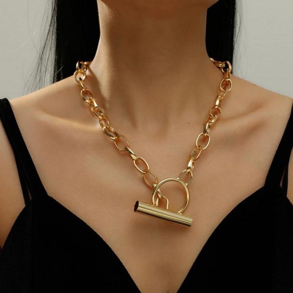 

chains simple minimalist gold color lasso choker necklace korean elegant round circle pendant necklaces for women jewelry, Silver