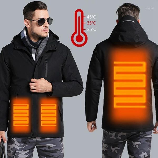 

outdoor jackets&hoodies winter usb heating jacket men and women hiking thick thermal cotton coat windproof waterproof skiing windbreaker1, Blue;black