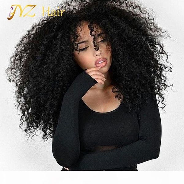 

jyz kinky curly wig lace front human hair wig with baby hair peruvian full lace human hair wigs curly wig for black women, Black;brown