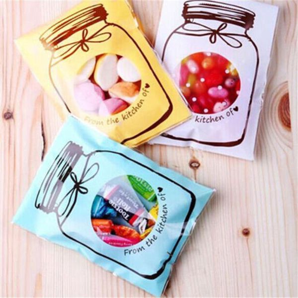 

100pcs self adhesive bottle plastic cookie candy package cellophane gift bags