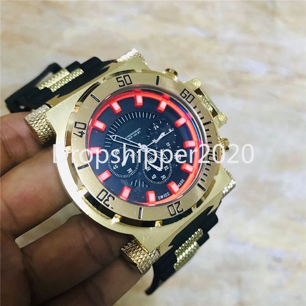 

unbeaten watch men luminous sports calendar waterproof multifunctional quartz watches 52mm large dial relógio masculino, Slivery;brown