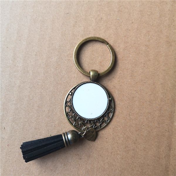 

bronze tassels sublimation color short key keychains ring transfer printing blank diy consumable, Silver
