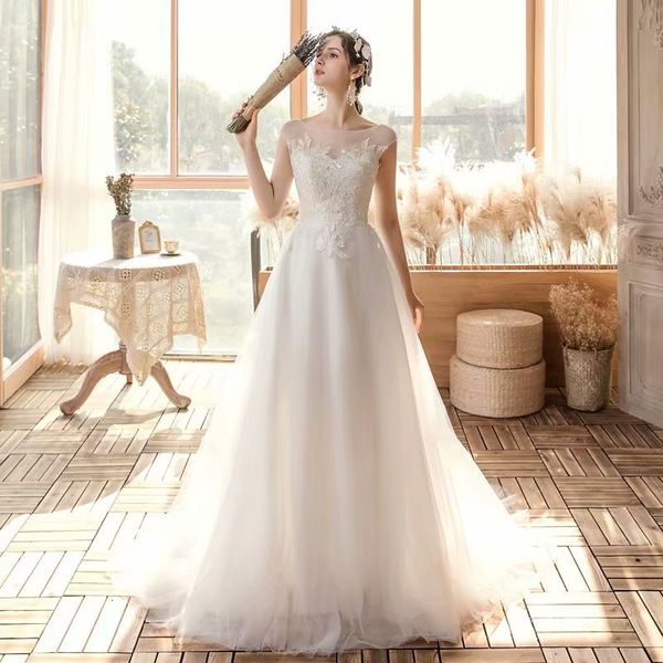 

2021 new lace applicates tule wedding dressed robe soiree bride to be*1087 lace-up robot mari e 5v2l, Blue;red