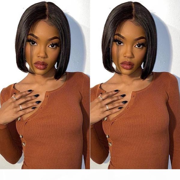 

pixcut lace wig jessenia bob wig straight short human hair wigs 13x4 lace front glueless perruque bresilienne cheveux, Black