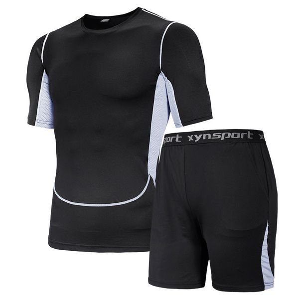 

short sleeve men's fitness suit, Gray