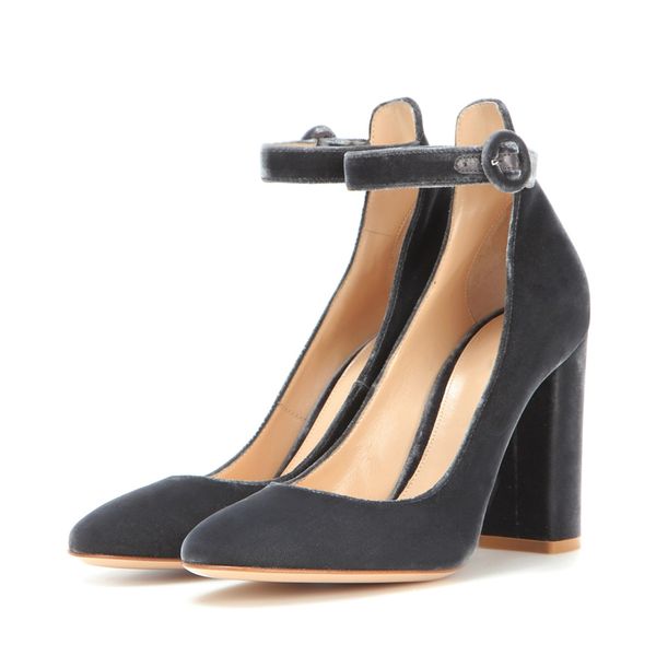 

quality superior of pointed foot finger luxury tag with strip in tornozzle hig heel square bombs elegant women shoes csea, Black