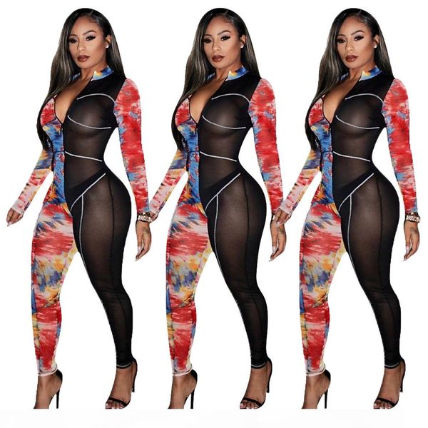 

2020 new winter women rompers print jumpsuits turtleneck long sleeve night club party hollow out bandage one piece s  l xl xxl, Black;white