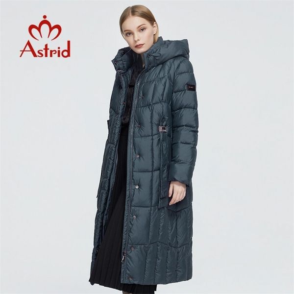 

astrid new winter women's coat women long warm parka plaid fashion thick jacket hooded bio-down female clothing design 9546 201217, Black