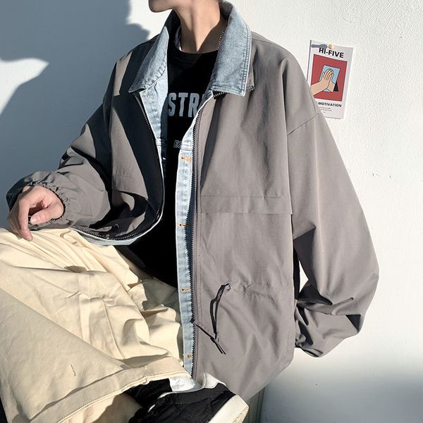 

jacket 2021 men's spring new sewing size m-5xl coat two workpieces made male tools h5d5, Black;brown
