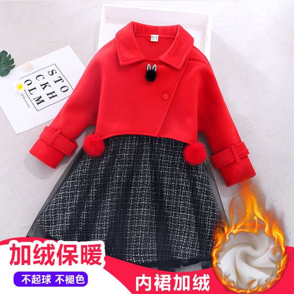 

little cape suit girl's 2020 new vt skirt, Red;yellow