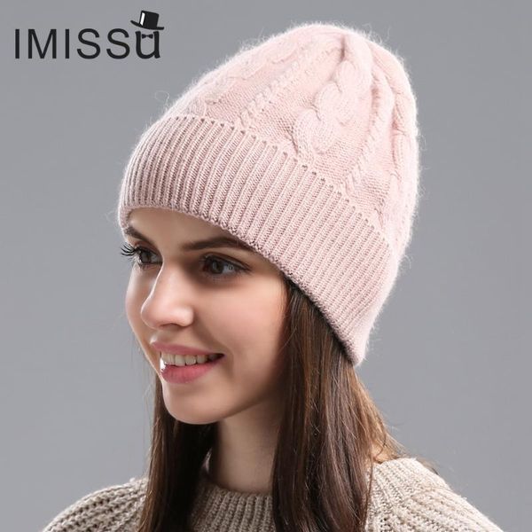 

beanie/skull caps imissu autumn winter beanies women's hats knitted wool skullies casual cap solid colors gorros bonnet femme hat for g, Blue;gray