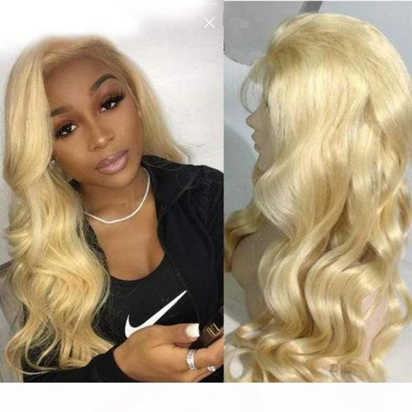 

blonde wet and wavy lace wig 613 color brazilian virgin glueless pre plucked 613 honey blonde full lace wigs for black women, Black;brown