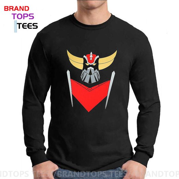 

2020 new 100% cotton o neck japan anime mazinger z long sleeve tee shirt men cartoon t-shirt ufo robot grendizer goldorak tshirt, White;black