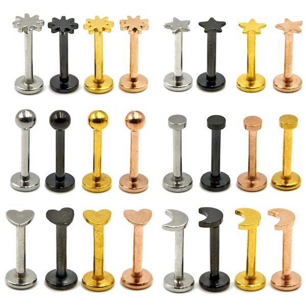 

bog-24pcs/lot 316l surgical steel charming labrets stud ring ear tragus cartilage ball lip ring earrings body piercing jewelry q sqcdcb, Silver