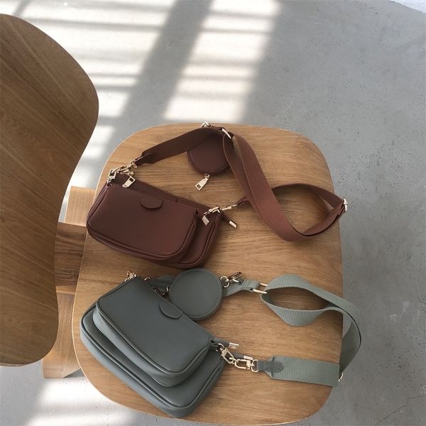 

fashion solid color pu leather shoulder messenger bag casual crossbody bags women handbags totes bag 3 sets evening clutch purse