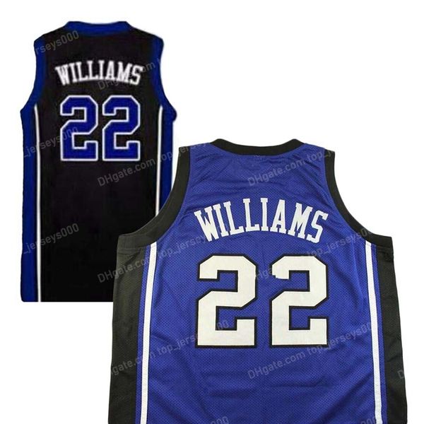 Benutzerdefinierte Vintage Männer #22 JASON WILLIAMS College-Basketball-Trikot Größe genäht Blau Schwarz Trikots mit beliebigem Namen oder Nummer Größe S-4XL Top-Qualität