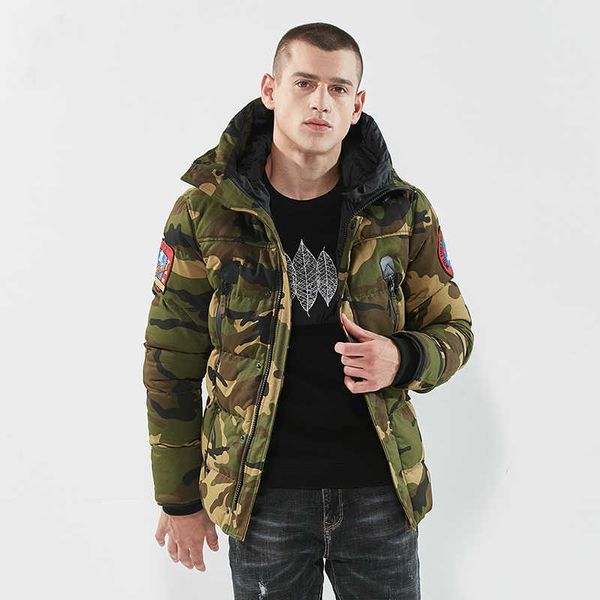 

winter camouflage camo jacket men bomber pilot jacket thicken warm embroidery army tactical jacket coat parka men, Black
