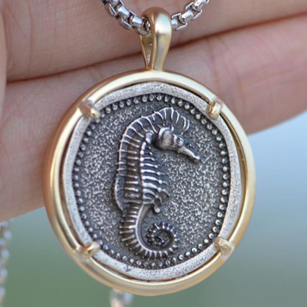 

chains tkuamigo hippocampus necklace beach jewelry ocean pendant seahorse, Silver