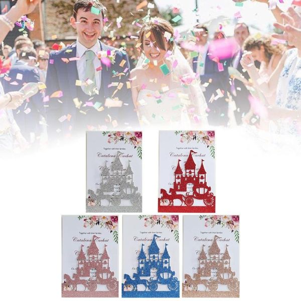 

greeting cards 20pcs wedding invitations glitter hollow castle invite envelopes bridal shower party supplies