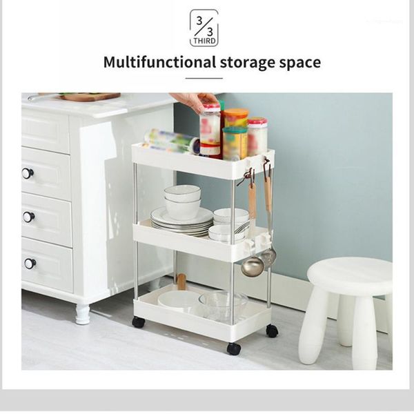 

kitchen 2/3/4 layer gap storage rack slim slide tower movable assemble plastic shelf wheels space saving organizer household1