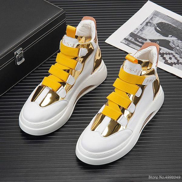 Designer oro oro top top per uomini piattaforma punk per aumentare le scarpe causali piatti causali mocasins mocasins sneaker maschi zapatos hombre zapatos