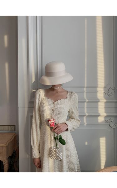 

2021 new red long sleeve beading women design midi new winter one-piece dress lady wedding party clothes kacp, Black;gray