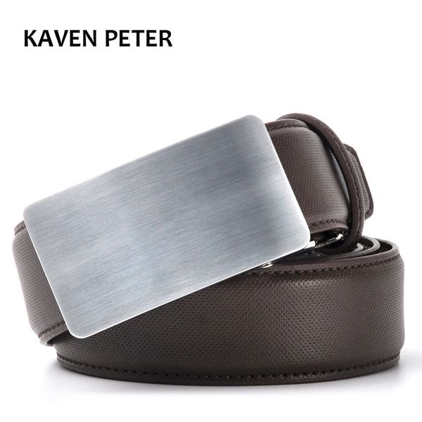 

fashion luxury automatic leather belt without buckle tooth on strap novelty men's classic genuine leather dot strap formal belt 201112, Black;brown