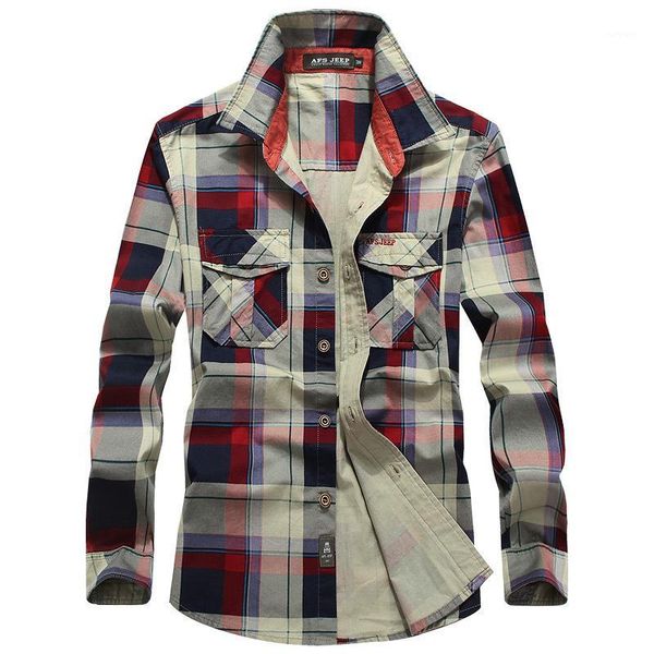 

spring new men's long-sleeved shirt large size loose cotton men's casual plaid outdoor quipment shirt quality men1, White;black