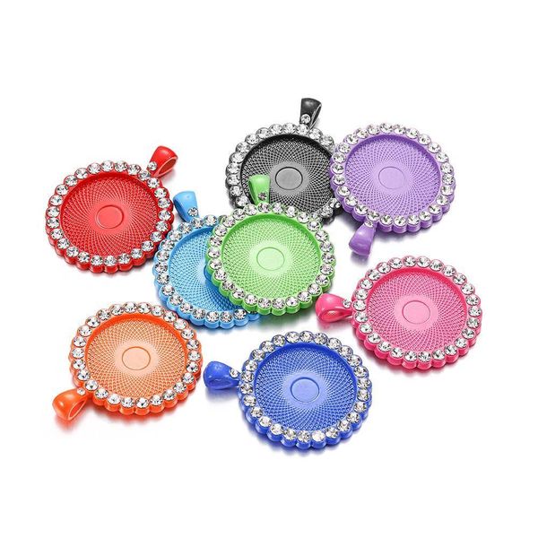 

5pcs/lot 25 mm colorful diamond-bordered cameo cabochon setting crystal pendant base for jewelry making diy supplies accessories q bbyzwg, Black