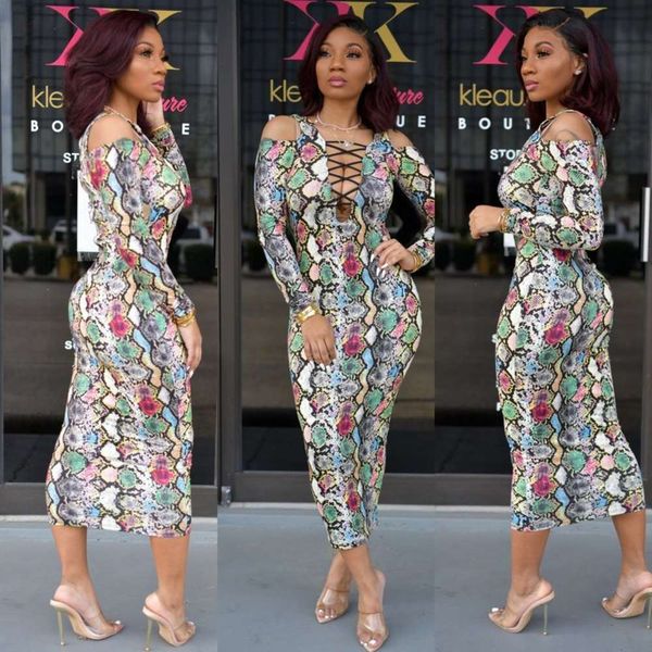 

women's 2020 autumn new y062 slim sleeve long digital print drs, Black;gray